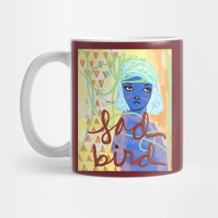 Sad Bird Girl: Artistic Fantasy Drawing Portrait Mug